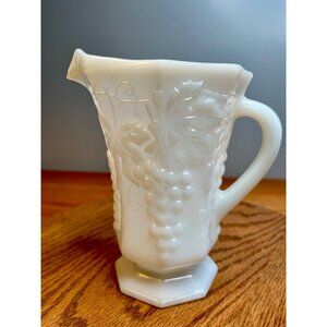 Vintage Anchor Hocking Harvest Grape Milk Glass White Pitcher